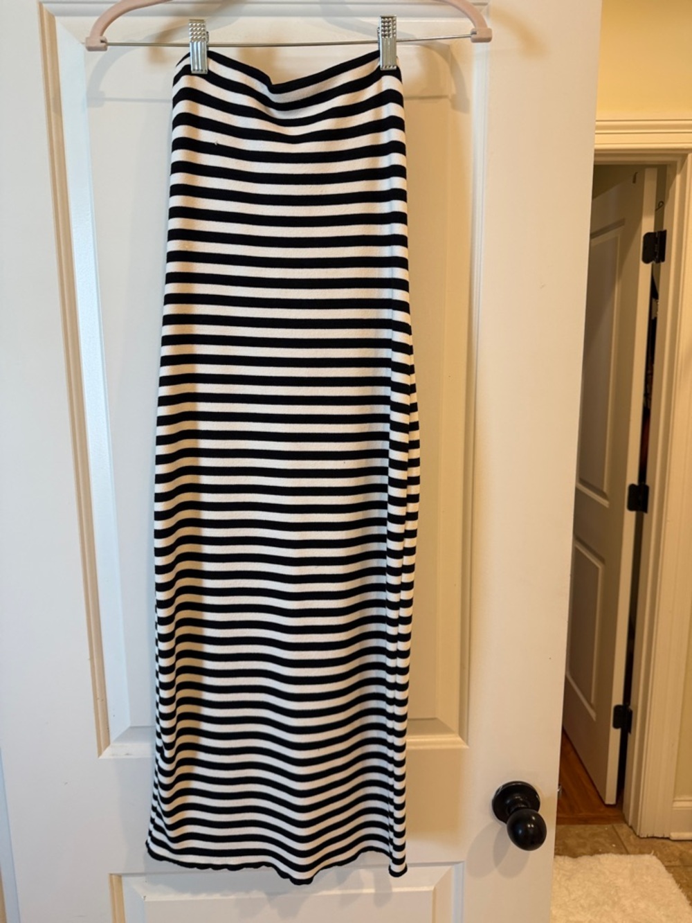 Zara Black and White Striped Maxi Dress